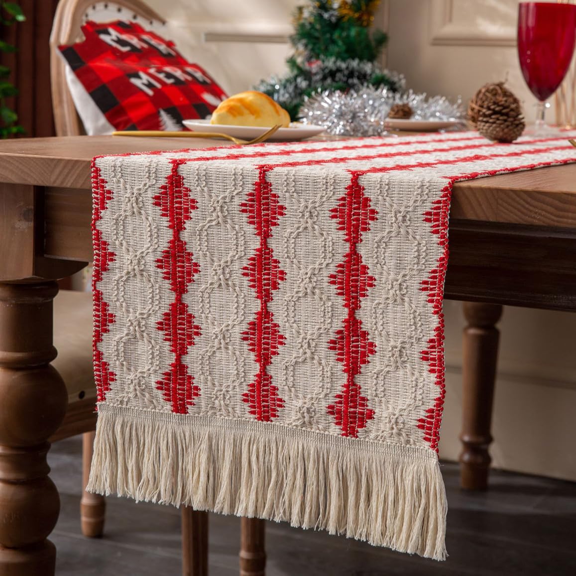 かぎ針テーブルランナー ENG] [Crochet] Grid knit table runner | Filet Crochet Table